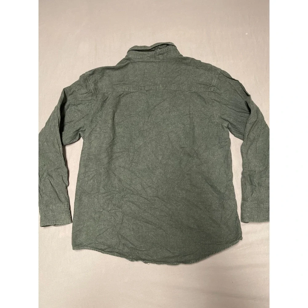 Faded Glory Originals Mens Green Cotton Flannel Button Down Shirt Large 42/44